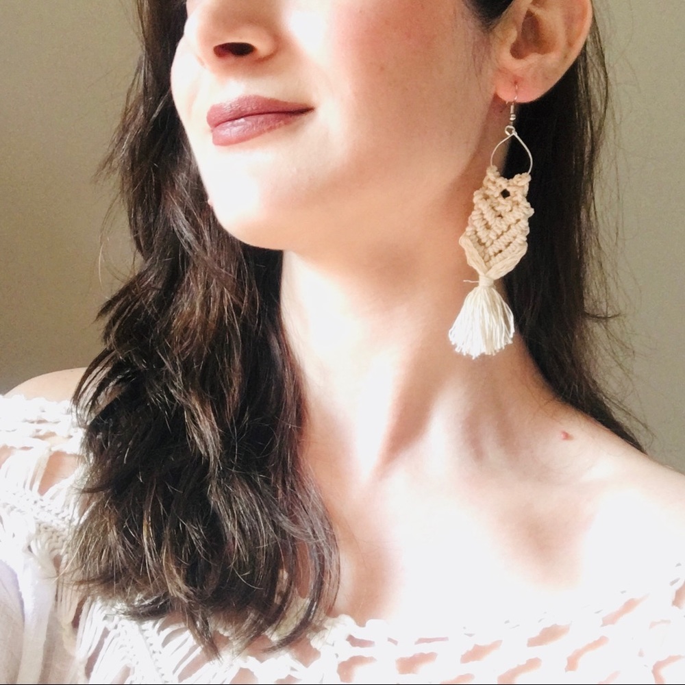 HANDMADE Super Cute Macrame Boho Fringe Earrings